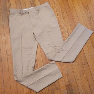 Alberto Nardoni 38L Dress Pants Tan Wool Modern Fit Summer Lightweight‎ Travel